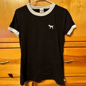 Victoria's Secret PINK Holiday Graphic Ringer Short Sleeve Tee size small